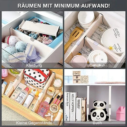 Erweiterbare Schubladenteiler für ordentliche Aufbewahrung