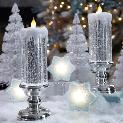 LED-Weihnachtskerzen mit Glitzereffekt