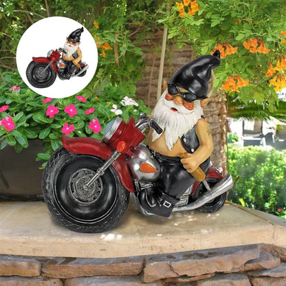 Witzige Motorrad-Gnomenstatue – Der Hingucker für Garten & Zuhause