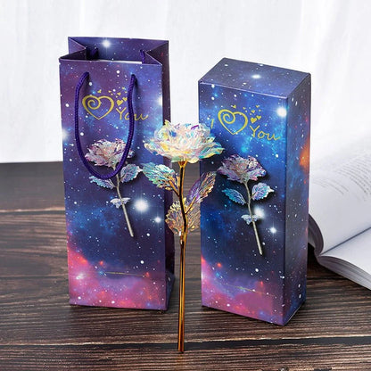 Bunte Galaxie Rose – Ein ewiges Zeichen der Liebe