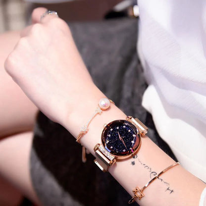 Wasserdichte Armbanduhr mit Sternenhimmel-Design für Mädchen