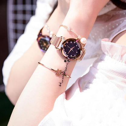 Wasserdichte Armbanduhr mit Sternenhimmel-Design für Mädchen