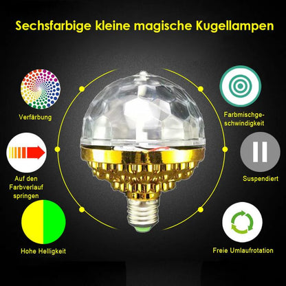 Bunte LED-Party-Glühbirne – Dreht sich automatisch für coole Lichteffekte!
